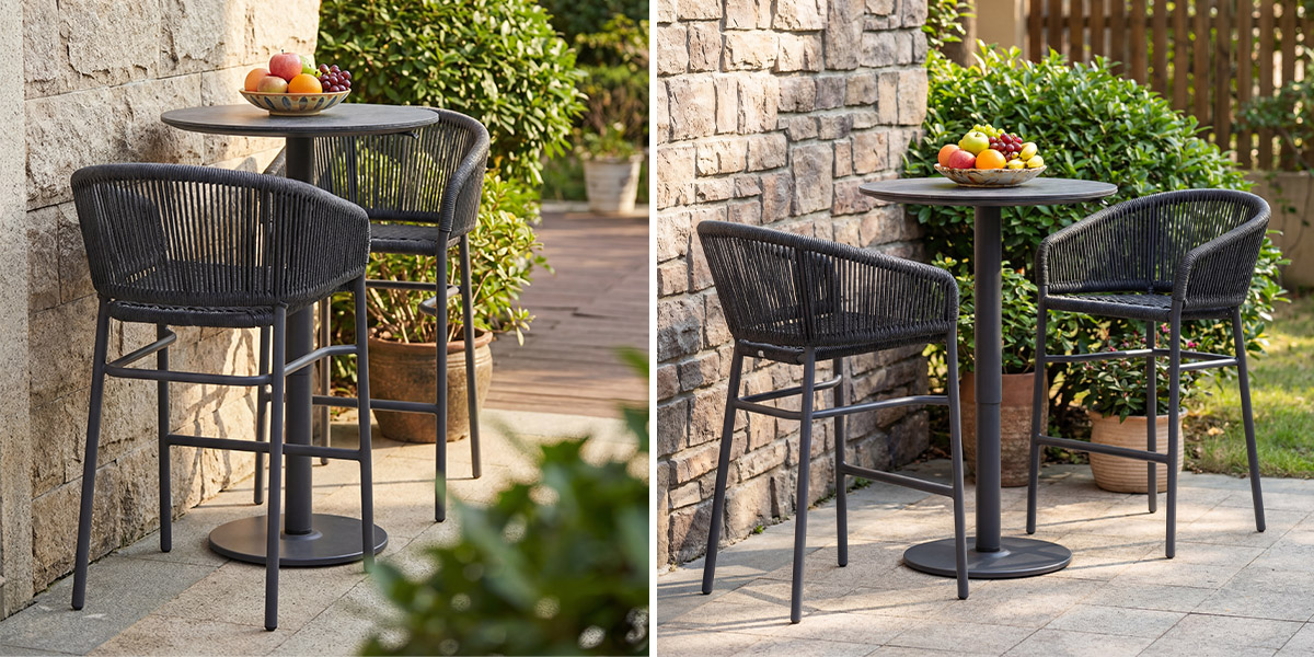 Stackable Aluminum Bar Chair Weaving with Wicker (MB4164)