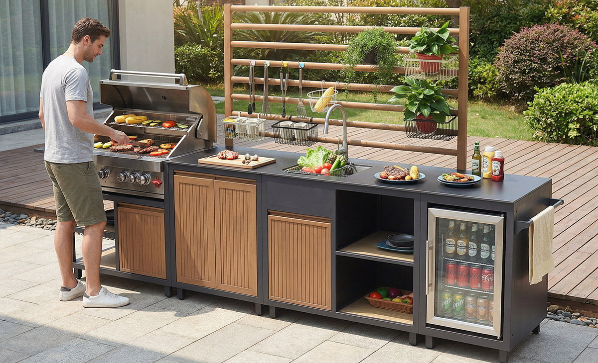 High Quality Waterproof Outdoor Kitchen with Grill And Fridge (KC-14B)
