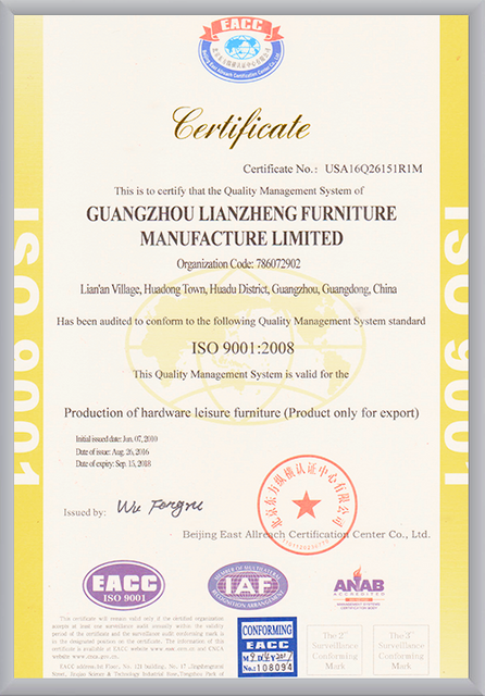 ISO 9001:2008 Quality Management System Certificate (EACC Certified)