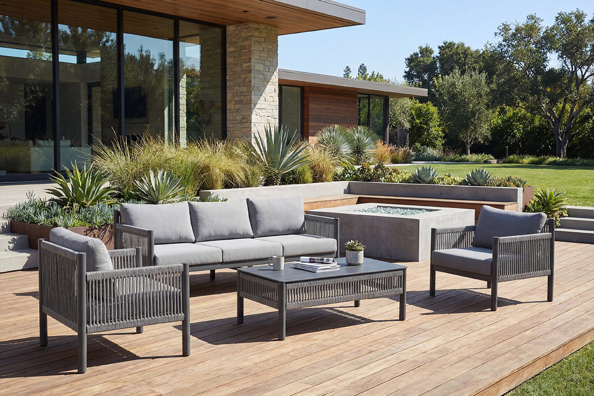 Aluminum Sofa Set Weaving with Rope for Garden, Villa (SF3094)