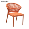 Weather-Resistant Olifen Rope Woven Outdoor Garden Dining Chair with Teak Armrest MB4117