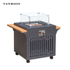 Commercial Outdoor Aluminum Frame Gas Patio Heater with Side Table and 360 Degree Visible Flames Firepit FP-04