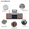 VANRIOS KC-04 Prefabricated Aluminum Outdoor Kitchen Island with Gas Grill and Fridge