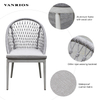 Commercial Weatherproof Powder Coated Aluminum Outdoor Rope Dining Set Garden Restaurant Table and Chair Set MB4055