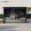 Commercial Modular Outdoor BBQ Pod with Integrated Fridge Sink and Gas Grill Cabinet