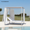 Low-Maintenance Resort Outdoor Double Sun Lounger with Adjustable Canopy Shade
