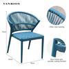 Weather-Resistant Olifen Rope Woven Outdoor Garden Dining Chair with Teak Armrest MB4117