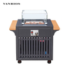 Commercial Outdoor Aluminum Frame Gas Patio Heater with Side Table and 360 Degree Visible Flames Firepit FP-04