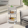 Mobile Aluminum Wine Service Cart with Multi-Tier Storage Shelves