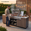 VANRIOS KC-04 Prefabricated Aluminum Outdoor Kitchen Island with Gas Grill and Fridge