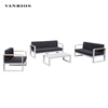 Heavy-Duty Powder-Coated Outdoor Sofa Set with Rock Beam Coffee Table Top