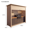 Motorized Hydraulic Roof Outdoor BBQ Kitchen Shelter with Sintered Stone Countertop and Built-In LED Illumination