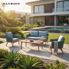 Contemporary Aluminum Outdoor Garden Sofa Coffee Table Set Weather Resistant Patio Conversation Furniture GF2216