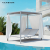 Low-Maintenance Resort Outdoor Double Sun Lounger with Adjustable Canopy Shade