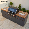 VANRIOS KC-22 All-Aluminum Modular Outdoor Kitchen with Gas Grill and Kamado Smoker