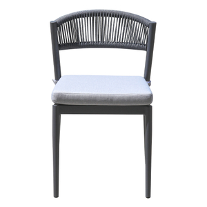 Weather-Resistant Powder-Coated Aluminum Patio Dining Chair with Woven Rope Back