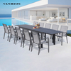 Extendable Powder Coated Aluminum Frame Slat Dining Table Weather Resistant Outdoor Commercial Furniture CT039