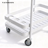 Commercial Weather-Resistant White Aluminum Outdoor Serving Cart with Lockable Wheels
