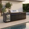 Premium 430 Stainless Steel Modular Outdoor Kitchen Island with Grill, Fridge and Sink （KC-26-611）