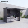 Weather-Resistant Rock Plate Countertop Outdoor BBQ Station with Electric Remote Canopy