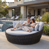 UV-Resistant Patio Woven Rope Lounge Sofa Bed for Outdoor Resort