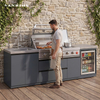 Premium 100% All-Aluminum Modular Outdoor Kitchen Cabinet System with Sink & Fridge KC-19