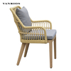 Low-Maintenance Olefin Rope Garden Dining Chair Heavy-Duty Aluminum Frame Cafe Patio Armchair MB4119