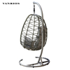 Handmade Olifen Rope Hanging Egg Swing Chair Weatherproof Metal Frame Patio Hammock Single Swing with Stand HB-06