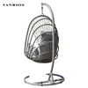 Space Saving Foldable Flat Pack Handwoven Olefin Rope Steel Frame Outdoor Patio Egg Hanging Swing Chair Commercial HB-04