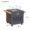 Commercial Outdoor Aluminum Frame Gas Patio Heater with Side Table and 360 Degree Visible Flames Firepit FP-04