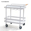 Commercial Weather-Resistant White Aluminum Outdoor Serving Cart with Lockable Wheels