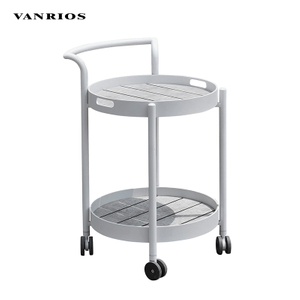 Mobile 2-Tier Aluminum Liquor Bar Cart with Lockable Wheels