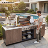 VANRIOS KC-04 Prefabricated Aluminum Outdoor Kitchen Island with Gas Grill and Fridge