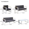 Heavy-Duty Powder-Coated Outdoor Sofa Set with Rock Beam Coffee Table Top