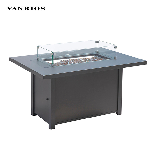 Rectangular Weather Resistant Aluminum Propane Gas Fire Pit Coffee Table for Outdoor Patio Garden CT055