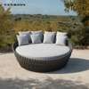 UV-Resistant Patio Woven Rope Lounge Sofa Bed for Outdoor Resort