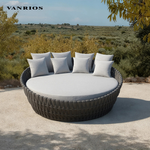 UV-Resistant Patio Woven Rope Lounge Sofa Bed for Outdoor Resort