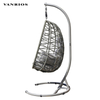 Handmade Olifen Rope Hanging Egg Swing Chair Weatherproof Metal Frame Patio Hammock Single Swing with Stand HB-06