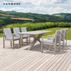 Modern Teak Wood Top Commercial Outdoor Dining Table Heavy-Duty Aluminum Frame Patio Furniture CT026