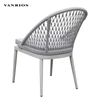 Commercial Weatherproof Powder Coated Aluminum Outdoor Rope Dining Set Garden Restaurant Table and Chair Set MB4055