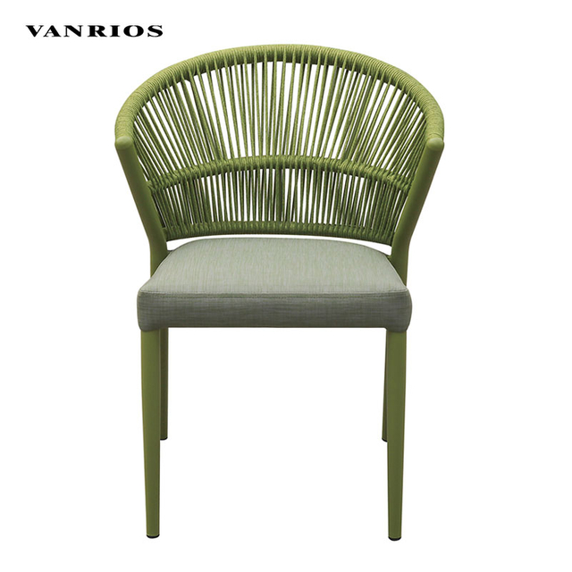 Low-Maintenance Outdoor Aluminum Bistro Chair with Hand-Woven Waterproof Olifen Rope Frame
