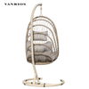 Compact Foldable Egg Shape Outdoor Swing Chair Low-Maintenance Iron Frame Hanging Chair with Stand HB-05