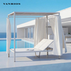 Low-Maintenance Resort Outdoor Double Sun Lounger with Adjustable Canopy Shade