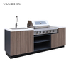 VANRIOS KC-04 Prefabricated Aluminum Outdoor Kitchen Island with Gas Grill and Fridge