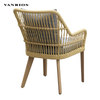 Low-Maintenance Olefin Rope Garden Dining Chair Heavy-Duty Aluminum Frame Cafe Patio Armchair MB4119