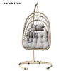 Compact Foldable Egg Shape Outdoor Swing Chair Low-Maintenance Iron Frame Hanging Chair with Stand HB-05