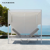 Weather-Resistant Powder-Coated Aluminum Sun Lounge Daybed with Waterproof Canopy