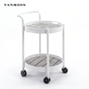 Mobile 2-Tier Aluminum Liquor Bar Cart with Lockable Wheels