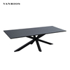 Modern Teak Wood Top Commercial Outdoor Dining Table Heavy-Duty Aluminum Frame Patio Furniture CT026