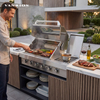 VANRIOS KC-04 Prefabricated Aluminum Outdoor Kitchen Island with Gas Grill and Fridge